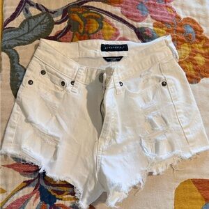 Aeropostale Women's White Ripped Jean Shorts